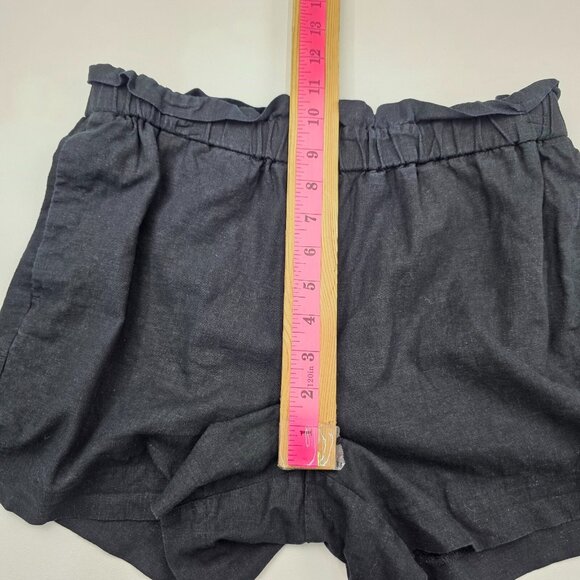 Banana Republic Womens S Black Linen Blend Paper Bag Mid Rise Shorts Pockets - Picture 10 of 11
